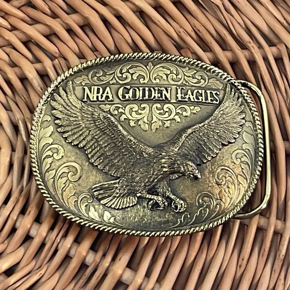 NRA Golden Eagles Belt Buckle Western Brass Limited Edition USA Natl Rifle Assn